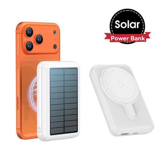 MagSafe wireless charging solar power bank, 10000mAh thin and small portable charger, built-in QC3.0PD20W fast charging, USB-C output and input, suitable for iPhone12/13/14/15/16, Samsung, etc