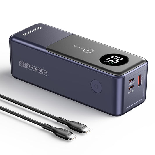 27000mAh /24000mAh large-capacity portable notebook power bank, 100W/65W high-power super fast charging, Type-C output and input, power pack for charging 3 devices, built-in display, essential for office work and travel, suitable for more devices